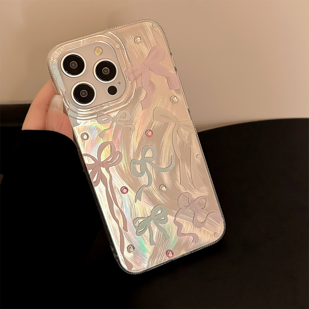 Phone Cases Korea - Korean Colorful Bowknot Diamond Stickers Phone
