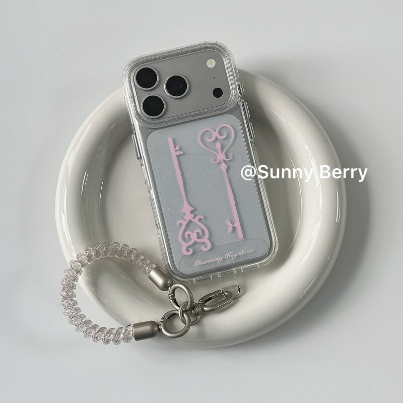 Phone Cases Korea - Korean Ins Y2K Pink Keys Shining