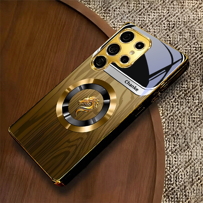 Phone Cases For Samsung A14 - Retro Dragon Crest Electroplated Golden Phone