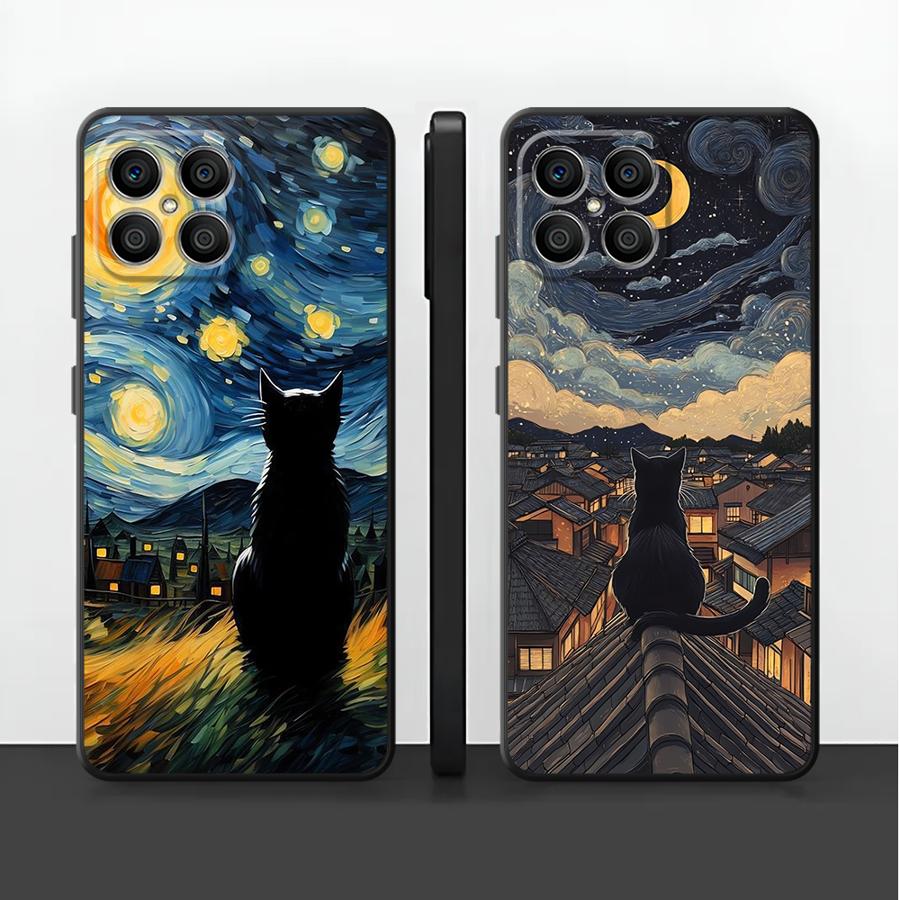 Phone Cases Honor - Van Gogh Starry Night Cat Case