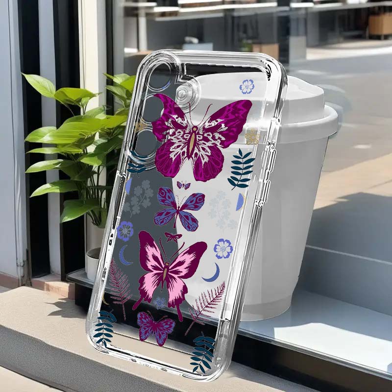 Phone Cases For Samsung A14 - Purple Butterfly Graphic Phone Case For