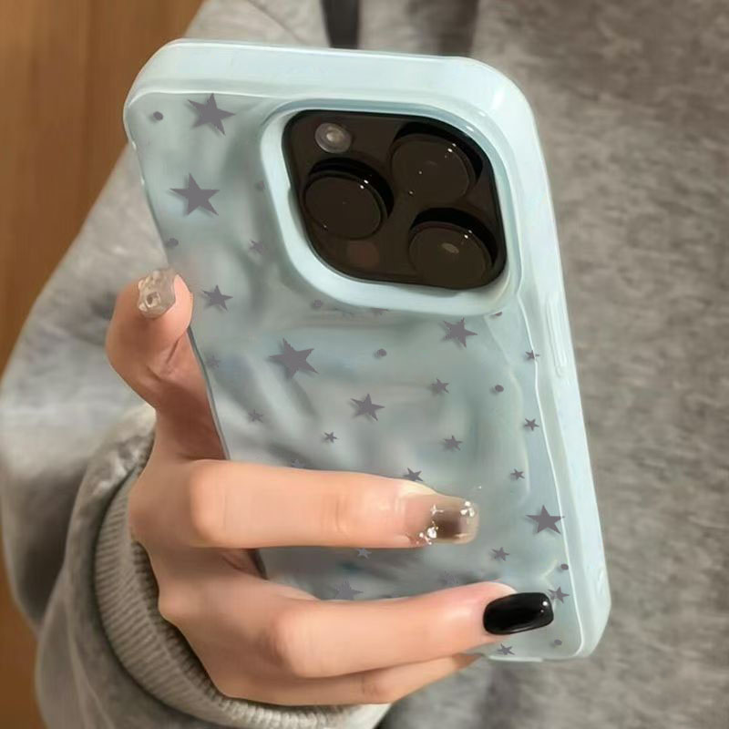 Phone Cases Pink - Minimalist Cute Star Wave Texture Phone