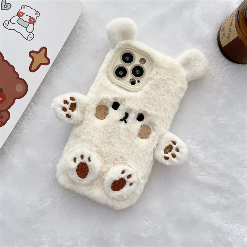 Korean 3D Cartoon Bear Fluffy  - Phone Cases Iphone 14 ulasan dan harga