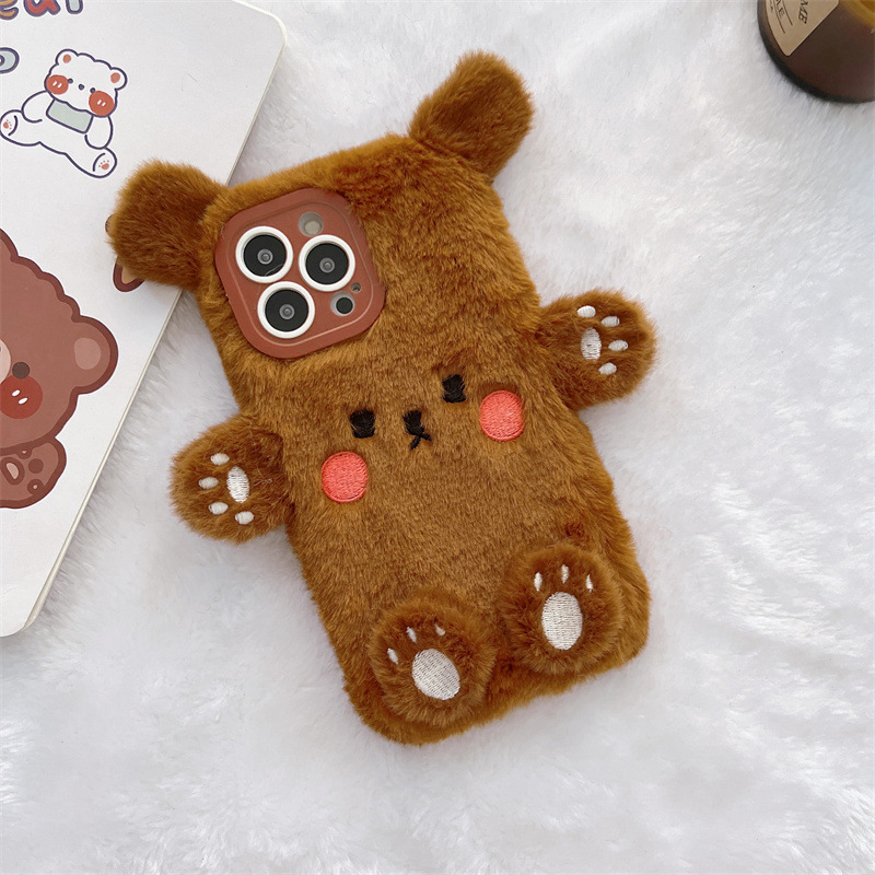 Korean 3D Cartoon Bear Fluffy  - Phone Cases Iphone 14 ulasan dan harga
