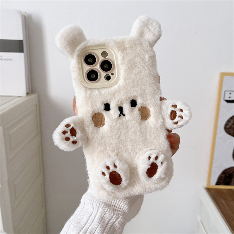 Korean 3D Cartoon Bear Fluffy  - Phone Cases Iphone 14 ulasan dan harga