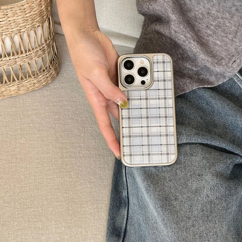 Korean Ins Epoxy Blue Plaid Pa - Phone Cases Korea ulasan dan harga