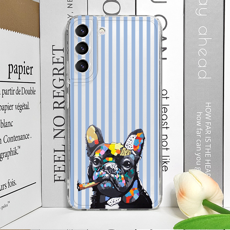 Pink Striped Cute Pug Dog Fren - Phone Cases For Samsung A14 ulasan dan harga