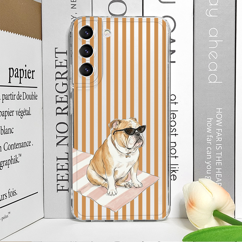 Pink Striped Cute Pug Dog Fren - Phone Cases For Samsung A14 ulasan dan harga