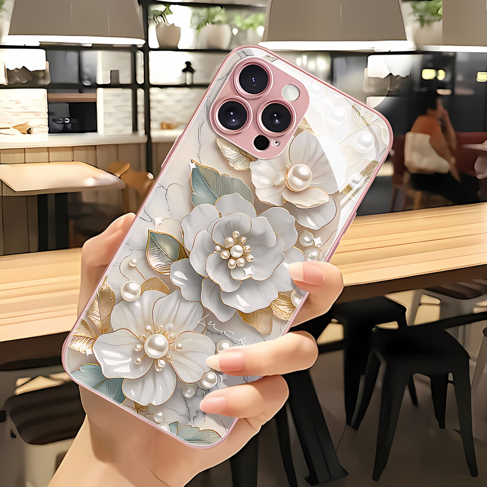 Pink Flower Tempered Glass Pho - Phone Cases Pink ulasan dan harga