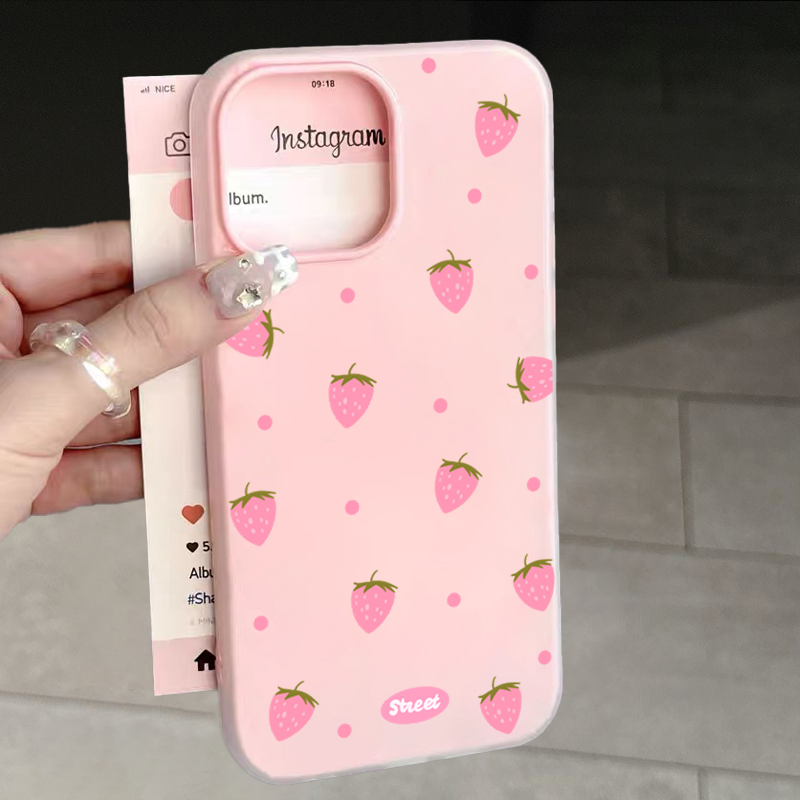 Sweet Pink Strawberry Pattern  - Phone Cases Pink ulasan dan harga