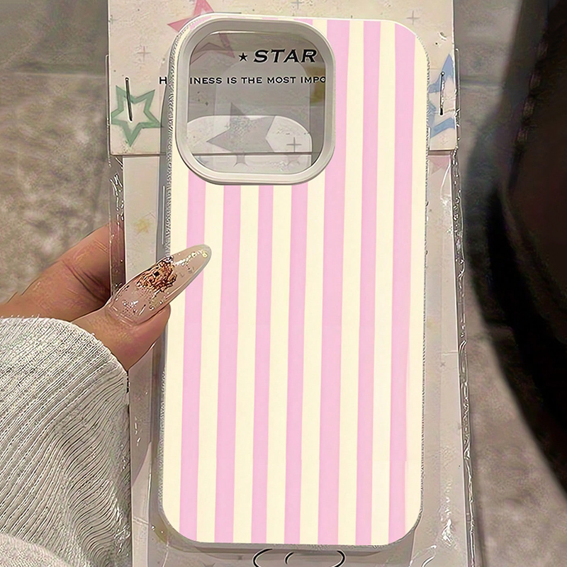 Simple Pink Vertical Striped L - Phone Cases Pink ulasan dan harga