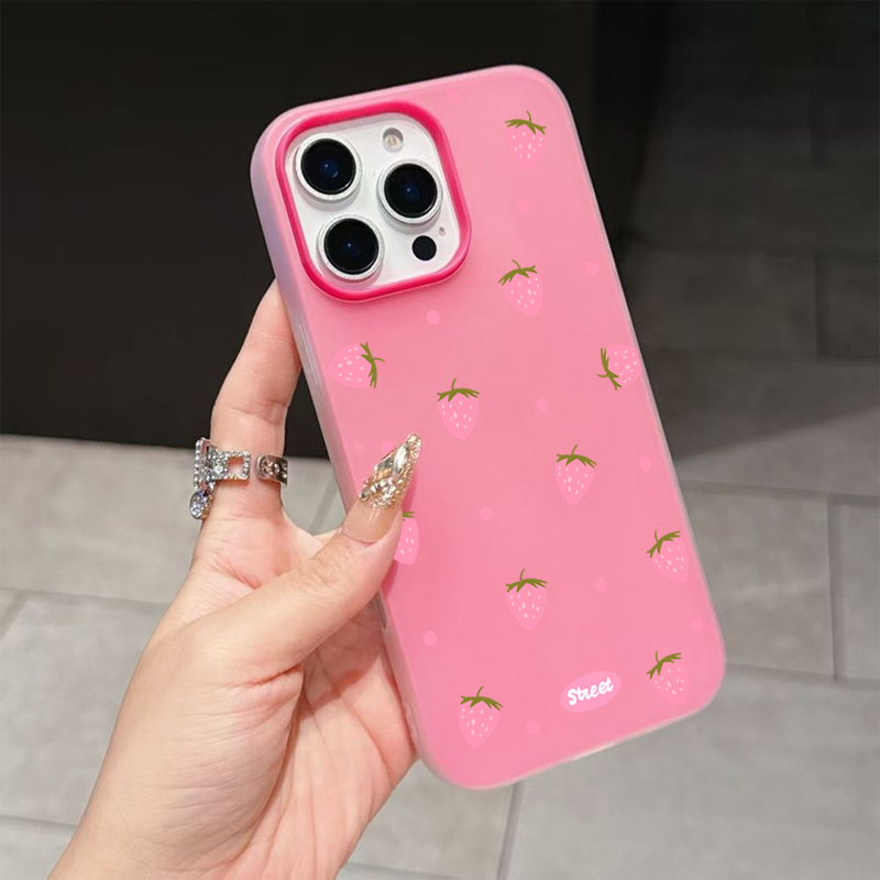 Sweet Pink Strawberry Pattern  - Phone Cases Pink ulasan dan harga