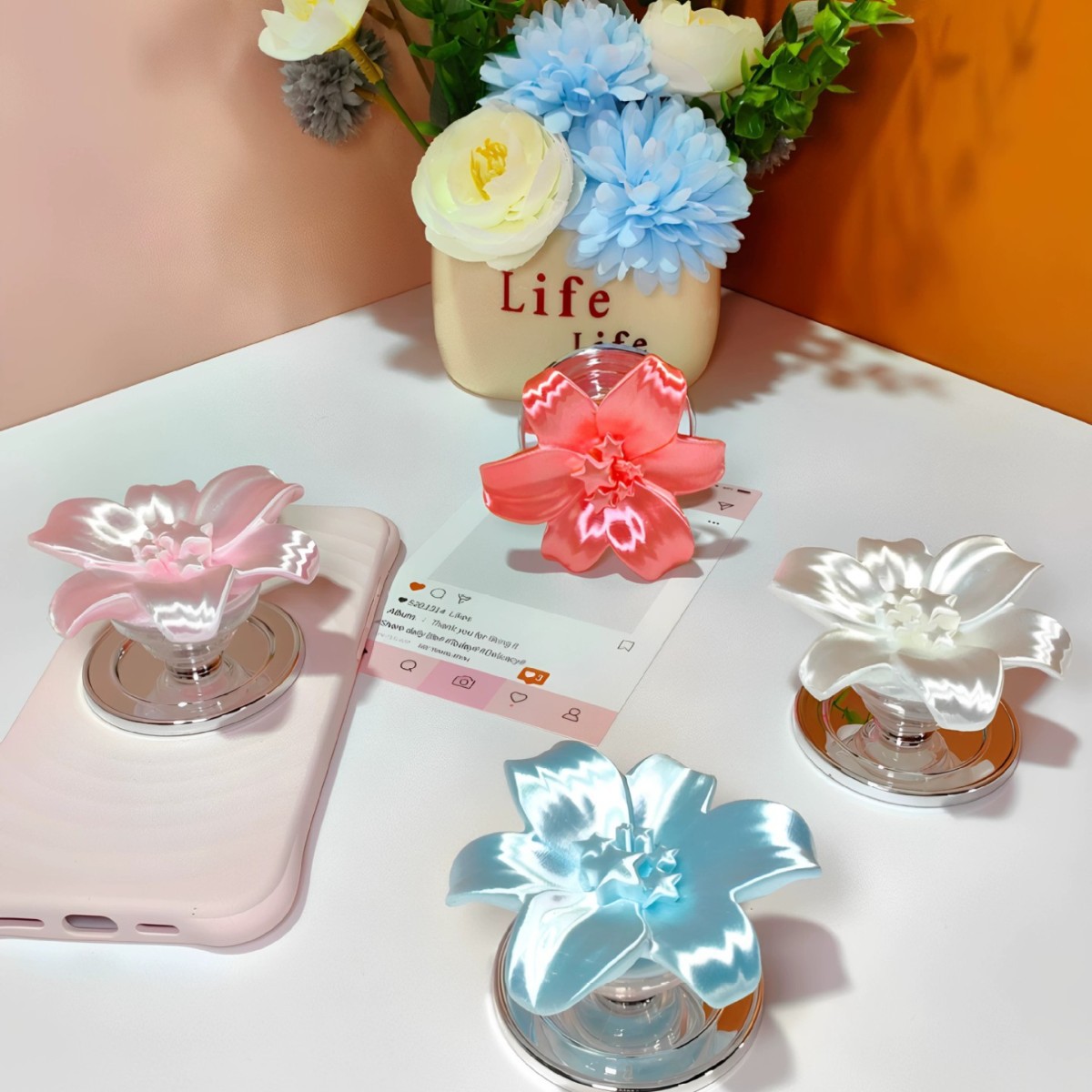 Glossy Pearl Lily Flower Magne - Phone Cases Girls ulasan dan harga