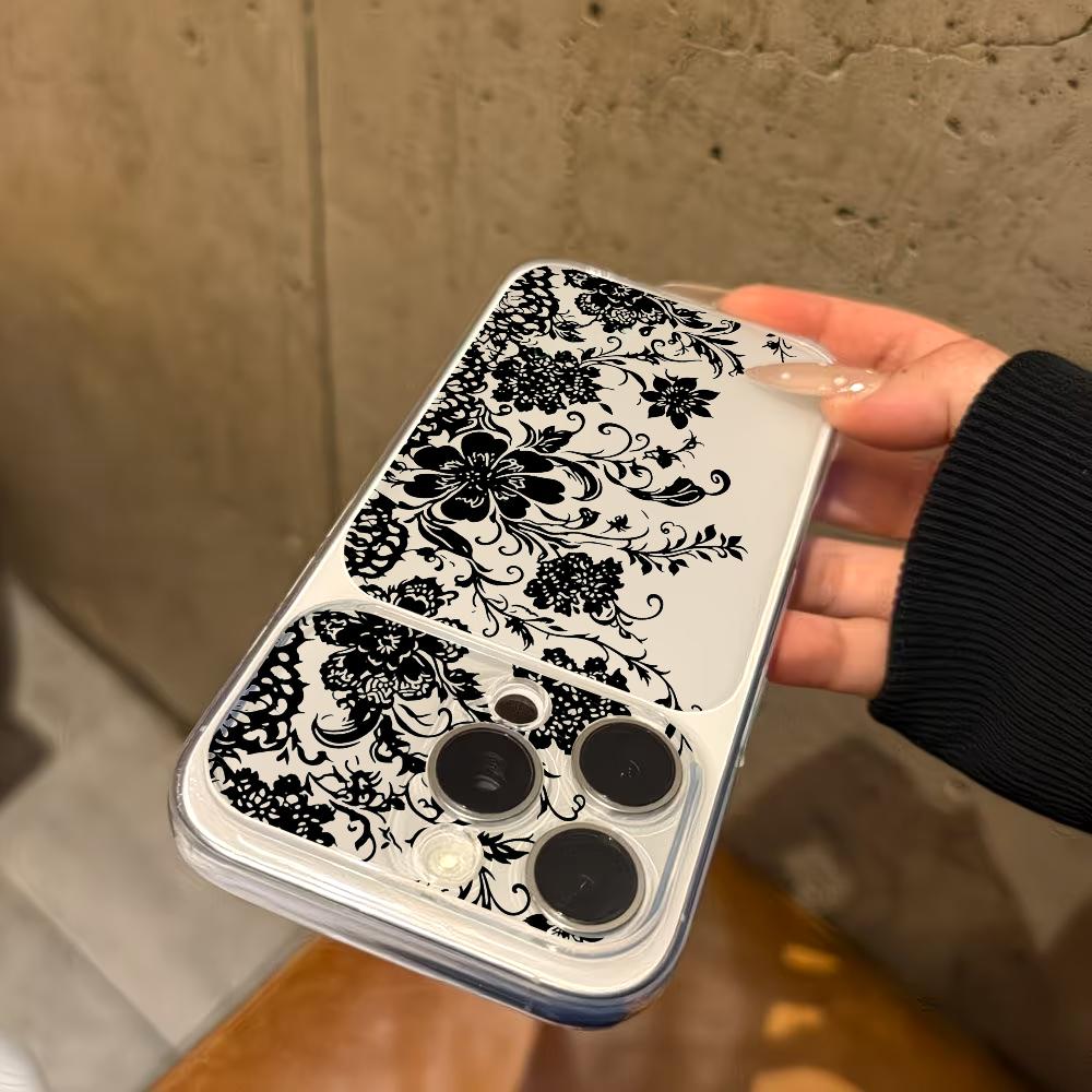 Black patterned transparent ph - Phone Cases For Samsung A14 ulasan dan harga