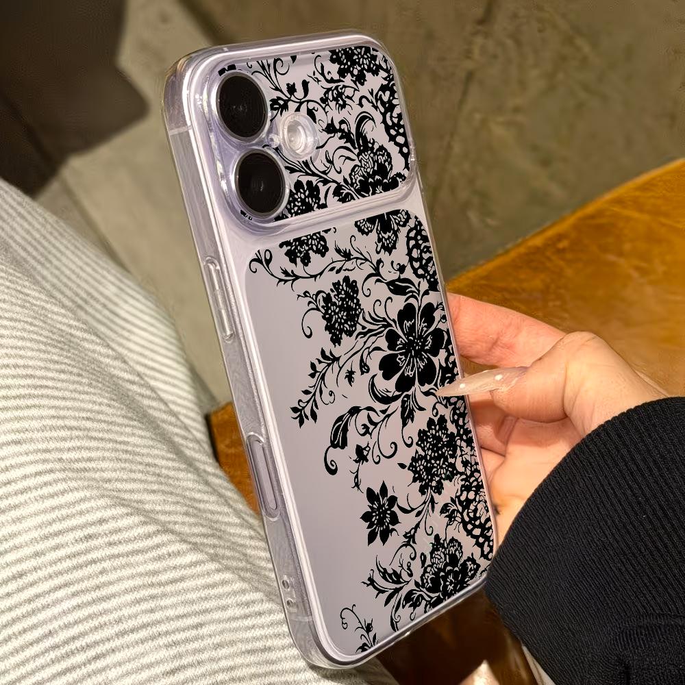 Black patterned transparent ph - Phone Cases For Samsung A14 ulasan dan harga